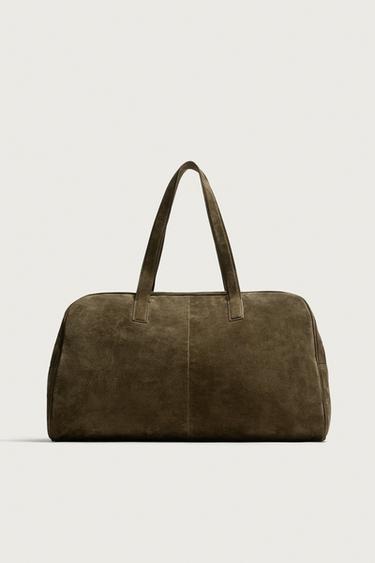 M LEATHER TRAVEL BAG - Khaki Green by Zara
