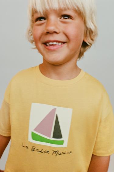 BOAT PRINT T-SHIRT - Ochre by Zara