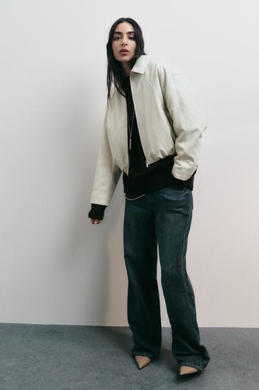 FAUX LEATHER BOMBER JACKET - Ecru by Zara