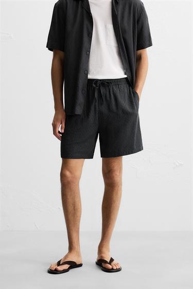 GEOMETRIC JACQUARD BERMUDA SHORTS - Anthracite grey by Zara