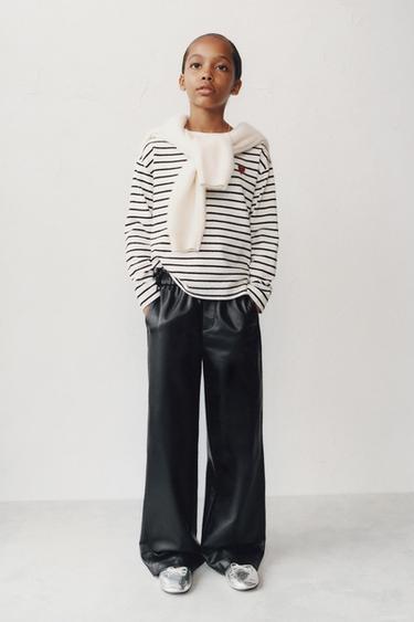 FAUX LEATHER TROUSERS WITH BOWS - Black by Zara
