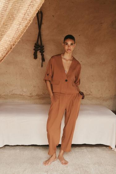 DARTED TROUSERS WITH ELASTIC WAIST - Terracotta by Zara