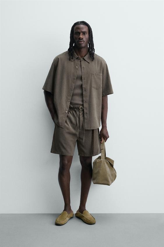 RELAXED FIT FLOWING BERMUDA SHORTS - mink brown by Zara - Image 0