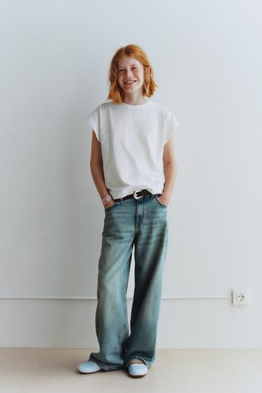 PLAIN T-SHIRT WITH TAB DETAIL - White by Zara