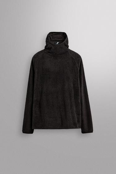 SKI FAUX FUR TEXTURE HOODIE - Dark brown by Zara