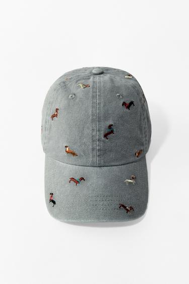 TWILL CAP WITH DOG EMBROIDERY - Grey by Zara