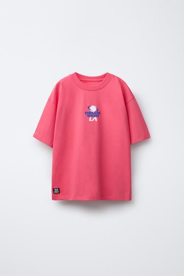 T-SHIRT WITH RAISED PRINT - Fuchsia by Zara - Image 0
