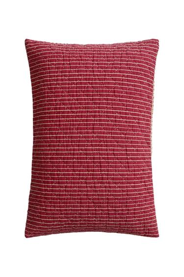 FLORAL AND STRIPED CUSHION COVER | KATHARINE POLE - Ecru / Red by Zara