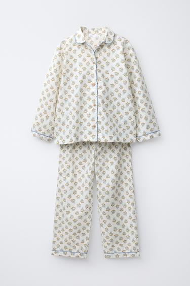 6-14 YEARS/ FLORAL SHIRT AND TROUSERS PYJAMAS - camel by Zara - Image 0