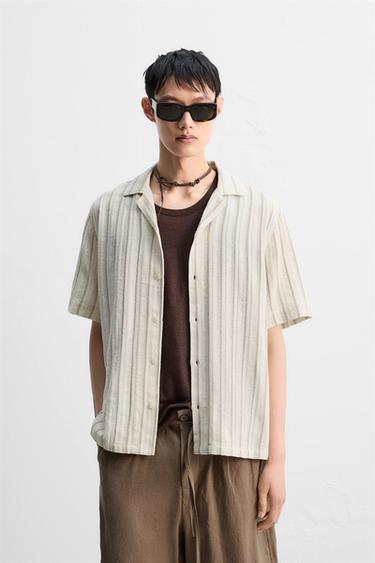 STRIPED TEXTURED SHIRT - Ecru by Zara