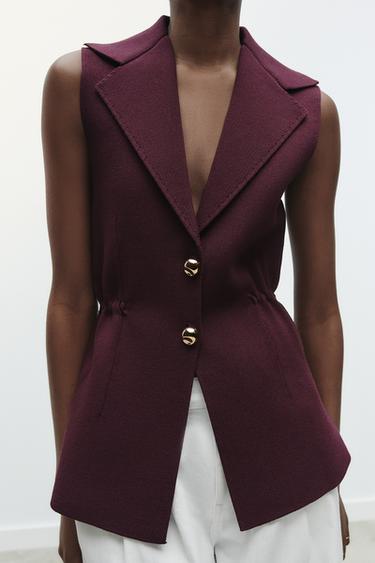 WAISTCOAT TOP WITH GATHERED WAIST DETAIL - Aubergine by Zara