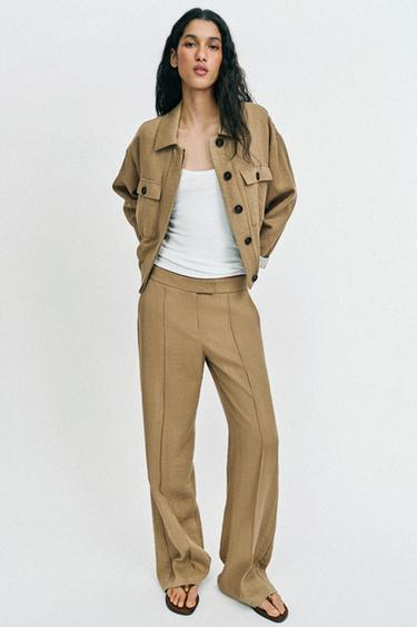 STRAIGHT-LEG TROUSERS WITH FRONT SEAM DETAIL - camel by Zara