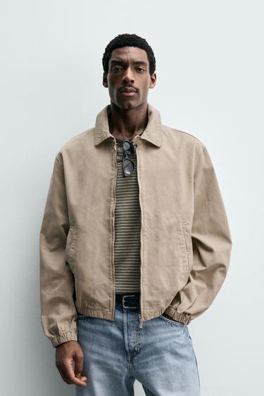 REGULAR FIT WASHED COTTON JACKET - Sand by Zara