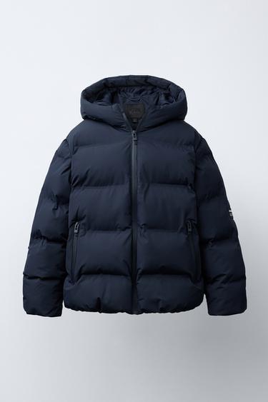 WATER-REPELLENT QUILTED COAT WITH LABEL - Navy blue by Zara
