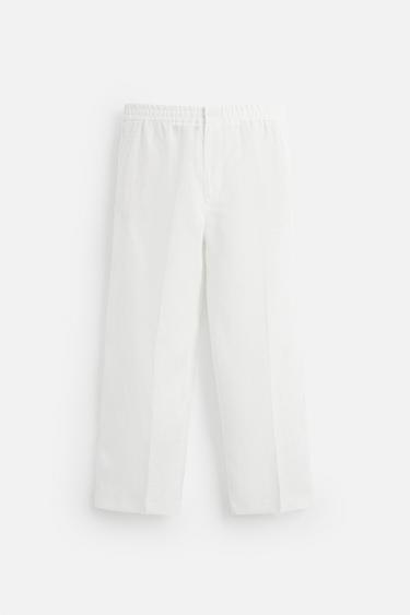 100% LINEN SUIT TROUSERS - White by Zara