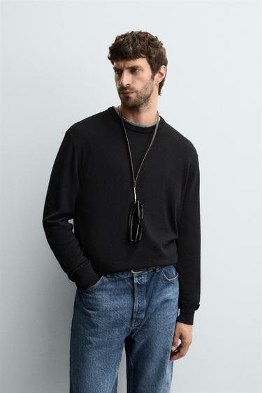 REGULAR FIT WOOL JUMPER - Black by Zara