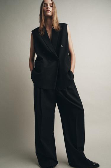 ZW COLLECTION OVERSIZE DOUBLE-BREASTED WAISTCOAT - Black by Zara