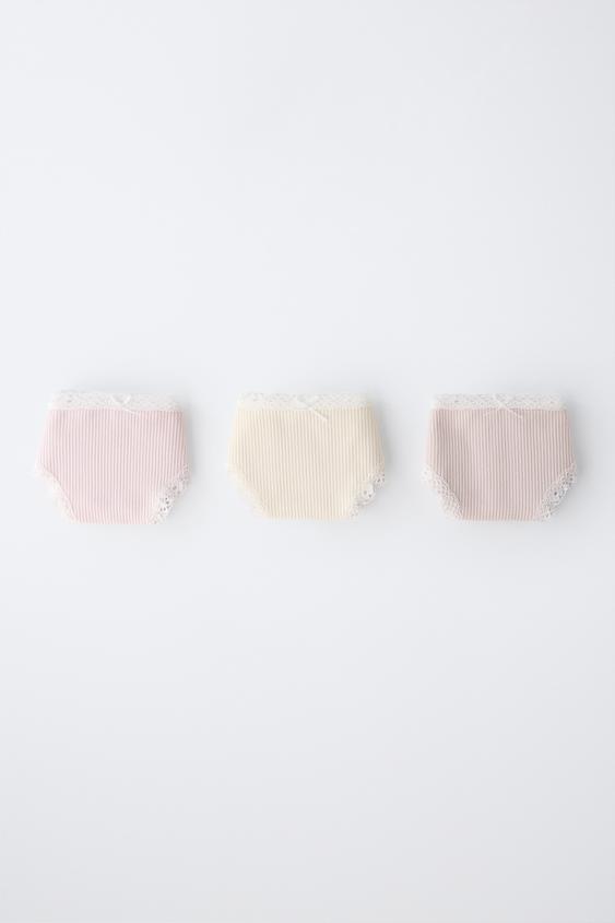 6-14 YEARS / THREE-PACK OF LACE BRIEFS - Pink by Zara - Image 0