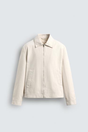 TEXTURED ZIP-UP OVERSHIRT - Ecru by Zara