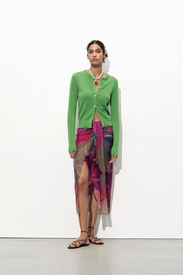 PLAIN RUSTIC KNIT CARDIGAN - Green by Zara - Image 0
