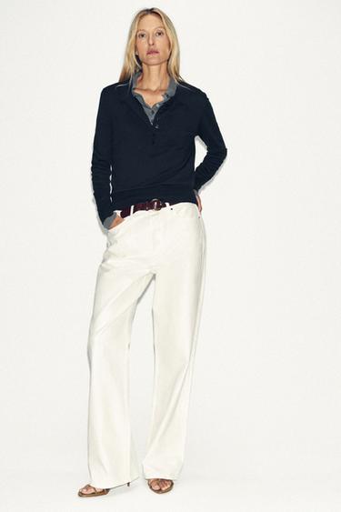 PLAIN KNIT POLO SHIRT - Navy blue by Zara