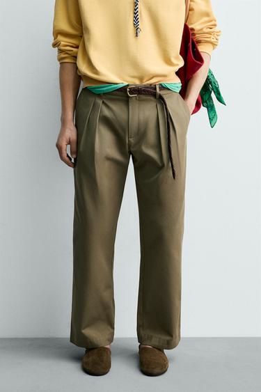 CHINO TROUSERS WITH PLEATS AARON LEVINE X ZARA - Khaki by Zara