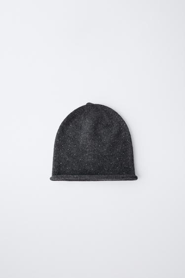 SPARKLY KNIT BEANIE - Grey marl by Zara