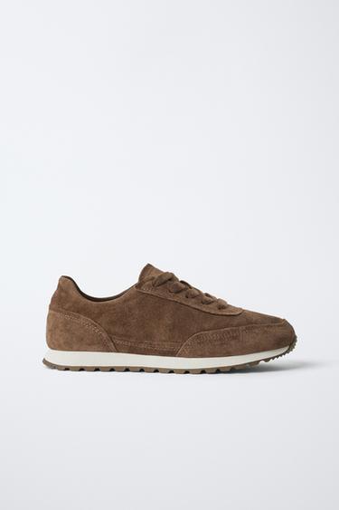 LEATHER TRAINERS - Brown by Zara