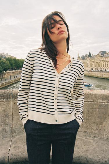 STRIPED KNIT CARDIGAN - striped by Zara