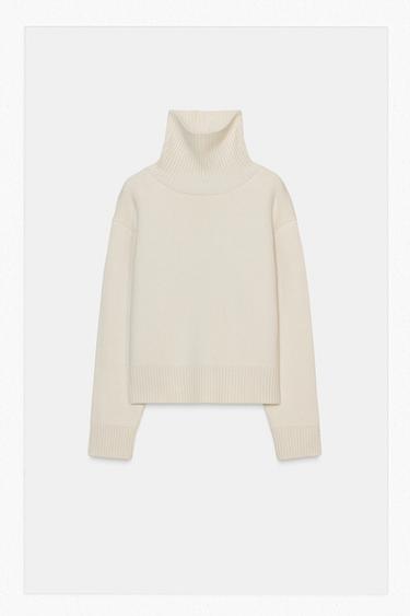 WOOL HIGH NECK JUMPER - Ecru by Zara