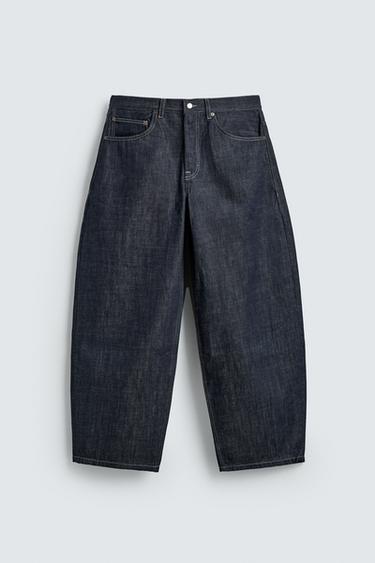 BALLOON FIT JEANS - Navy / White by Zara