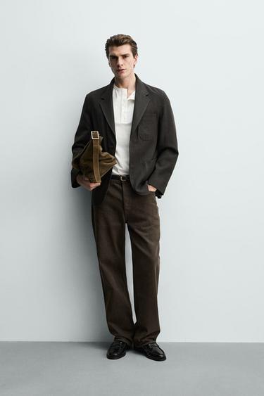 REGULAR FIT COTTON-WOOL BLAZER - Brown by Zara