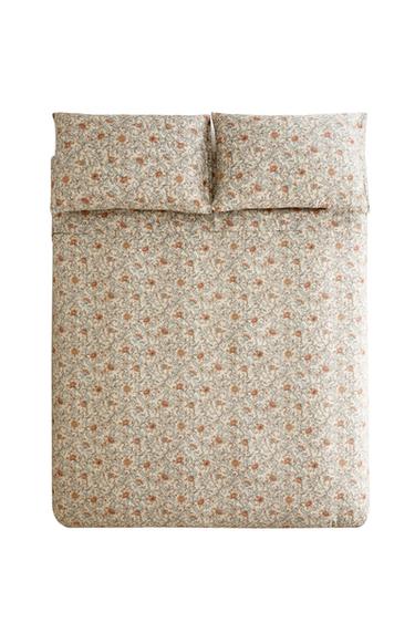 FLORAL PRINT SATEEN DUVET COVER (300 THREAD COUNT) - Light beige by Zara