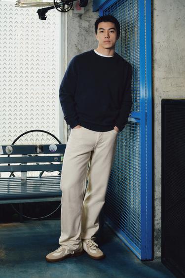 WOOL BLEND JUMPER - Navy blue by Zara