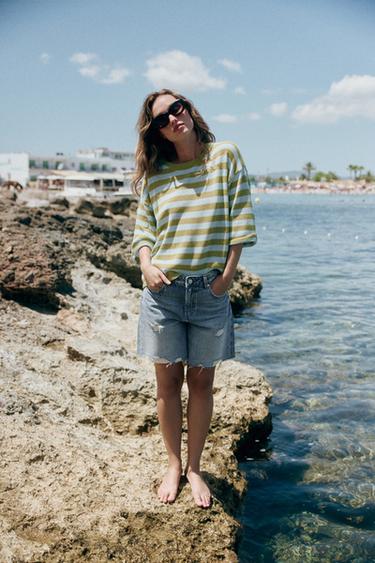 STRIPED KNIT JUMPER - Green stripe by Zara