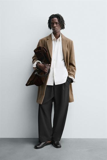 REGULAR FIT WOOL COAT - Mink by Zara