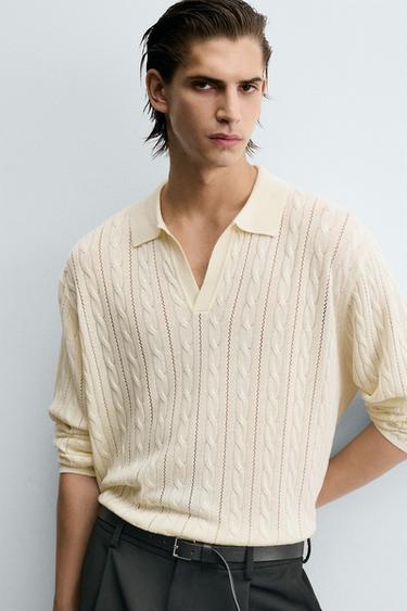 BRAIDED TEXTURE POLO SHIRT - Ecru by Zara