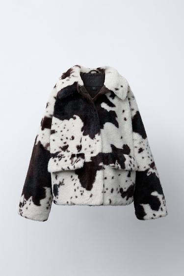 FAUX FUR COW PRINT JACKET - Multicoloured by Zara