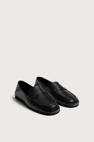 LEATHER PENNY LOAFERS - Black by Zara