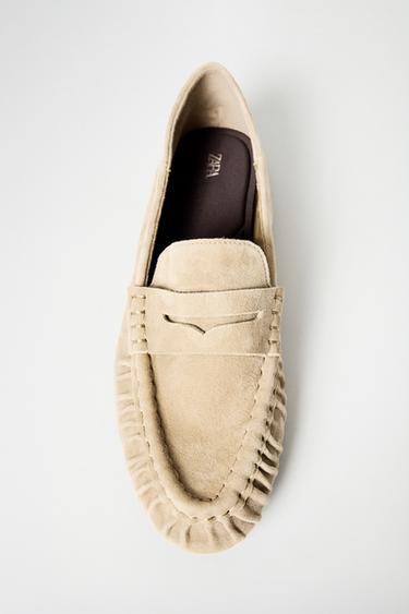 SOFT SUEDE LOAFERS - SAND/BROWN by Zara