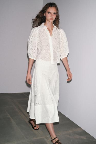 ZW COLLECTION SHIRT WITH CUTWORK EMBROIDERY - White by Zara - Image 0
