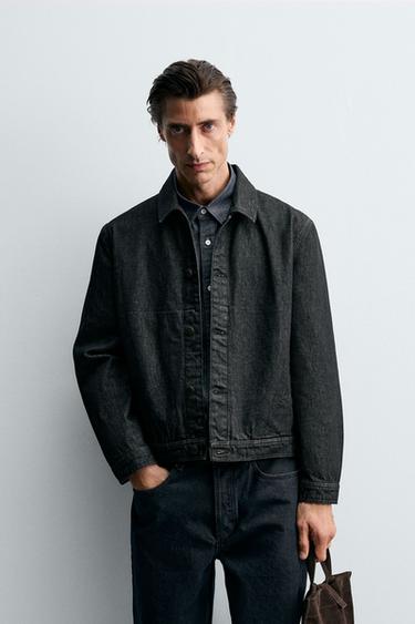 REGULAR FIT DENIM JACKET - Black by Zara