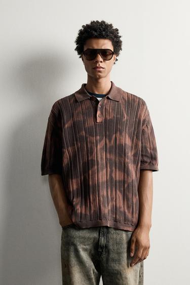 REGULAR FIT ACID WASH POLO SHIRT - Brown by Zara
