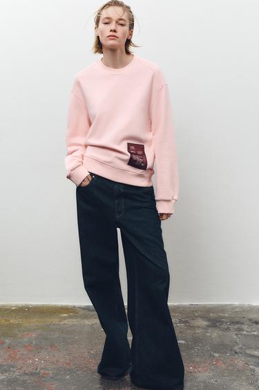 COTTON SWEATSHIRT WITH LABEL - Pink by Zara - Image 0