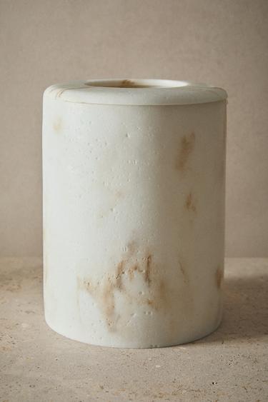 MARBLE-EFFECT BATHROOM BIN - Beige by Zara
