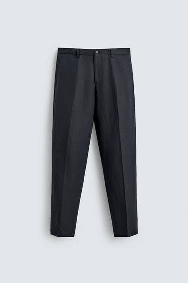 100% LINEN SUIT TROUSERS - Navy blue by Zara