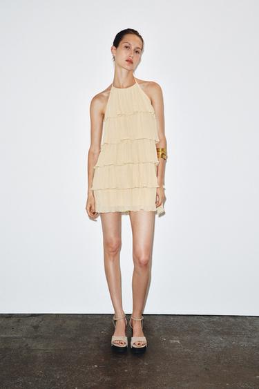 RUFFLED HALTER DRESS - Yellow by Zara