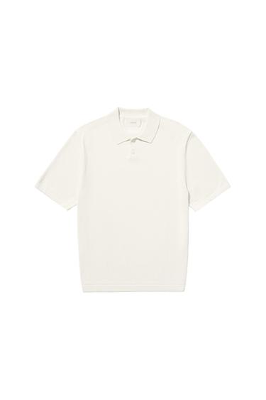COTTON BLEND KNIT POLO SHIRT - Ecru by Zara