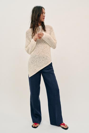 OVERSIZE ASYMMETRIC HEM KNIT JUMPER - ecru-white by Zara