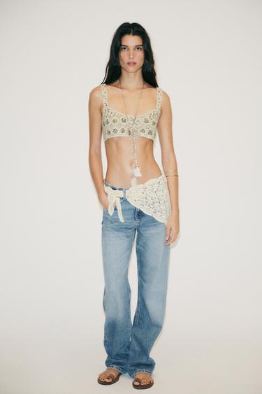 TRF WIDE-LEG MID-WAIST SCARF JEANS - Blue by Zara - Image 0